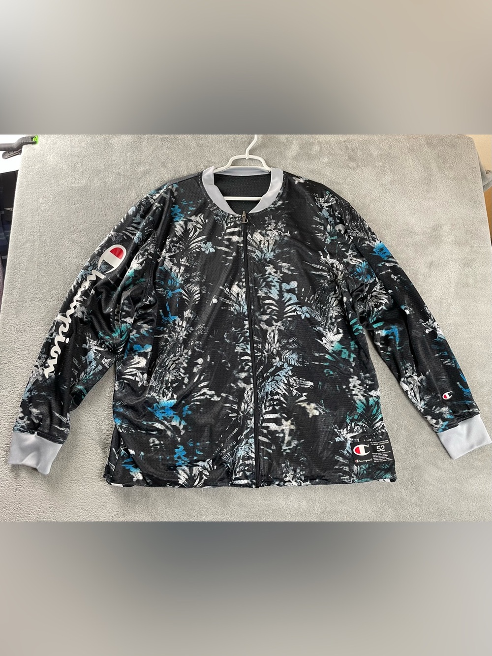 Champion Bomber Track Jacket Zip Big Logo Spell out 52 XXL Reversible Mesh •Mark